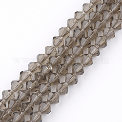 Glass Beads Strands, Faceted, Bicone, Gray, 4mm, Hole: 0.5mm, about 70pcs/strand, 10.63 inch