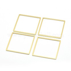 Anelli collegamenti in ottone, cadmio & nichel &piombo libero, quadrato, vero placcato oro 18k, 35x35x1mm