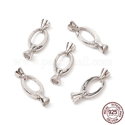 Rhodium Plated 925 Sterling Silver Key Clasps, with 925 Stamp, Platinum, 26x10x6mm, Hole: 4mm