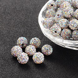 Pave bolas de discoteca, Abalorios de Diamante de imitación de arcilla polímero, redondo, crystal ab, pp13 (1.9~2 mm), 6 fila de rhinestone, 10mm, agujero: 2 mm