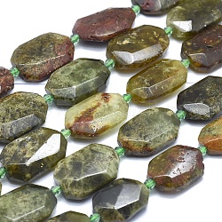 Naturelles grenat vert brins de perles, perles d'andradite, facette, ovale, 15~28x12~21x5~9mm, Trou: 0.6~1.6mm, Environ 14~20 pcs/chapelet, 14.7 pouce ~ 15.7 pouces (37.5~40 cm)