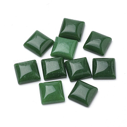 Cabochons de jade blanc naturel, teinte, carrée, vert foncé, 10x10x5mm