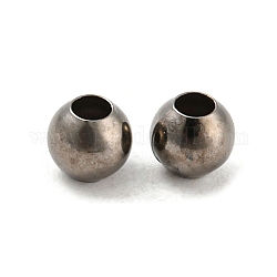 Messing-Abstandshalterkugeln, nahtlose runde Perlen, Metallgrau, ca. 4 mm Durchmesser, Bohrung: 1.8 mm