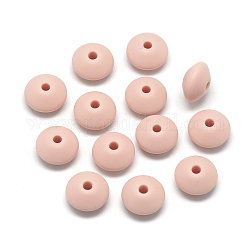 Perle di silicone ecologiche per uso alimentare, masticare perline per i denti, fare collane fai-da-te fai-da-te, rondelle, salmone scuro, 12x6~7mm, Foro: 2 mm