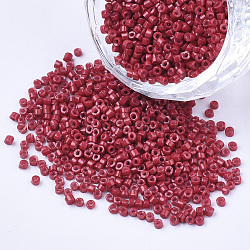 GlasZylinderförmigperlen, Perlen, Backen Farbe, Rundloch, Schamottestein, 1.5~2x1~2 mm, Bohrung: 0.8 mm, ca. 8000 Stk. / Beutel, ca. 85~95 g / Beutel