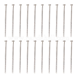 Iron Flat Head Pins, Cadmium Free & Lead Free, Platinum, 20 Gauge, 26x0.75~0.8mm, Head: 2mm
