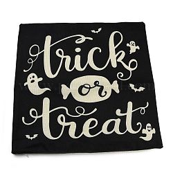Burlap Halloween Pillow Case, Square Cushion Cover, for Sofa Bed Decoration, Ghost Pattern, 45x45x0.5cm