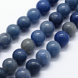 Природные голубые авантюрин бисером пряди, круглые, 10 мм, отверстие : 1 мм, около 37 шт / нитка, 14.96 дюйм (38 см)