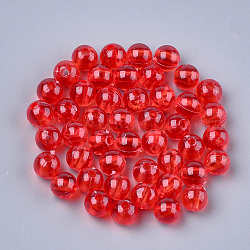 Perles en plastique transparentes, ronde, rouge, 6x5.5mm, Trou: 1.8mm, environ 500 pcs/50 g