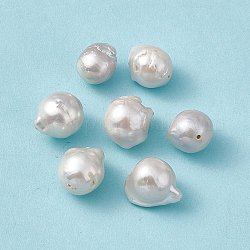 Barocke natürliche Keshi-Perlenperlen, Runde, Muschelfarbe, 13~14x12~14x9.5~10.5 mm, Bohrung: 0.7 mm