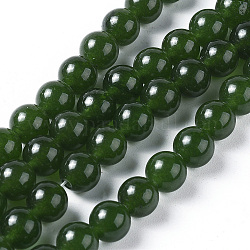 Hilos de abalorios de jade blanco natural, teñido, la imitación de jade de Taiwán, redondo, 8mm, agujero: 1.2 mm, aproximamente 47 pcs / cadena, 15.1 pulgada (38.5 cm)
