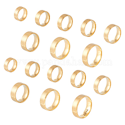 UNICRAFTALE 16pcs 8 Sizes Matte Gold Band Ring Stainless Steel Laser Inscription Plain Blank Finger Ring Metal Hypoallergenic Wedding Classical Ring with Velvet Pouches for Jewelry Making Gift