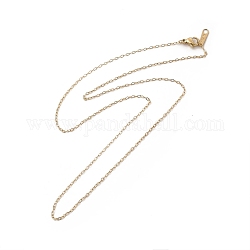 Ion Plating(IP) 304 Stainless Steel Cable Chain Necklace for Women, Real 14K Gold Plated, 19.76 inch(50.2cm)