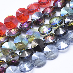 Abalorios de vidrio, estilo mezclado, facetados, cono, color mezclado, 14x8~9mm, agujero: 1 mm, aproximamente 22 pcs / cadena, 12.2 pulgada (31 cm)