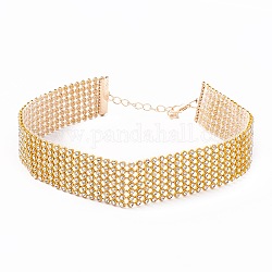 Collana girocollo con strass di cristallo a 7 fila, ampia collana di strass per le donne, oro, 12.4 pollice (31.5 cm)