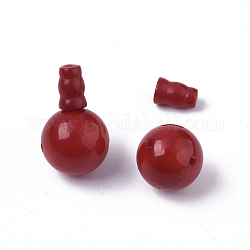 Synthetische Korallen 3 Loch Guru Perlen, T-Perlen gebohrt, für buddhistische Schmuck machen, gefärbt, rot, 14 mm, Bohrung: 1.2 mm