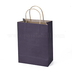 Sacs en papier de couleur pure, sacs-cadeaux, sacs à provisions, avec poignées, rectangle, bleu de Prusse, 28x21x11 cm
