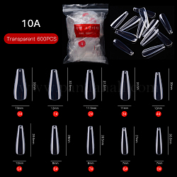 ABS Kunststoff nahtlose falsche Nagelspitzen, üben Maniküre Nagelkunstwerkzeug, Transparent, 26.5~33x7~13 mm, 600 Stück / Beutel