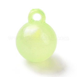 Luminous Acrylic Pendants, with Glitter, Glow In The Dark, Round Charms, Green Yellow, 20x15.5mm, Hole: 3.5mm, about 200pcs/500g