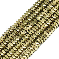 Electroplate Non-magnetic Synthetic Hematite Beads Strands, Square, Faceted, Real 18K Gold Plated, 2x2x1mm, Hole: 0.5mm, about 373~384pcs/strand, 15.75 inch(40cm)