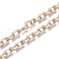 Eisenkabelketten Halskette machen, mit Messing-Karabiner, ungeschweißte, echtes 18k vergoldet, 17.91 Zoll (45.5 cm) lang, Link: 11x7x2 mm, Sprungring: 7x1 mm, 4.5 mm Innen Durchmesser