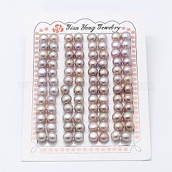 Perlas naturales abalorios de agua dulce cultivadas, grado 3 un, medio-perforado, rerondana plana, teñido, cardo, 7x5.5mm, agujero: 0.8 mm
