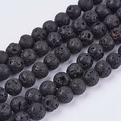 Brins de perles de pierre de lave naturelle, ronde, 6.5mm, Trou: 0.5mm, Environ 63 pcs/chapelet, 14.9 pouce