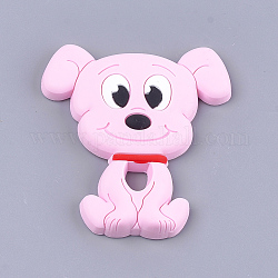 Food Grade Eco-Friendly Silicone Puppy Beads, Chewing Beads For Teethers, DIY Nursing Necklaces Making, Beagle Dog, Pearl Pink, 90~91x81x12mm
