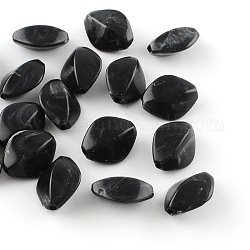 Los abalorios de acrílico piedras preciosas de imitación rombo, negro, 16.5x13x8mm, agujero: 2 mm, aproximamente 700 unidades / 500 g