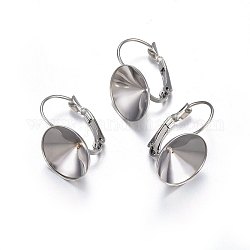 201 Stainless Steel Leverback Earring Findings, with 304 Stainless Steel Earring Hooks, Stainless Steel Color, 22x14.5x16mm, Tray: 14mm, Pin: 0.8mm
