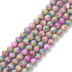 Perle di magnesite naturali e tinte assemblate, tondo, rosa intenso, 8mm, Foro: 1.2 mm, circa 49pcs/filo, 15.35 pollice (39 cm)