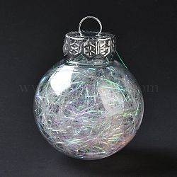 Weihnachtliche anhänger dekorationen, Plastikkugel mit Aluminiumbesatz, für Christbaumschmuck, weiß, 77x58 mm, Bohrung: 11 mm