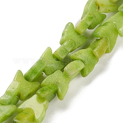Natural Howlite Beads Strands, Dye, Butterfly, Yellow Green, 9.5x10x3.8~4.3mm, Hole: 0.7mm, about 48~54pcs/strand, 13.90''~14.57''(35.3~37cm)