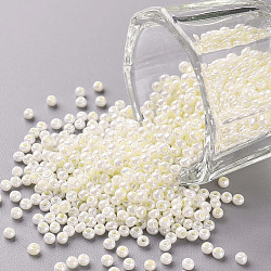 Perline di semi di vetro rotonde di grado 11/0, ceylon, bianco crema, 2.3x1.5mm, Foro: 1 mm, circa 48500pcs/libbra