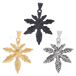 UNICRAFTALE 3Pcs 3 Colors 304 Stainless Steel Vintage Leaf Charms Tree Leaves Charms Maple Leaves Charms Fall Big Pendants for DIY Necklace Jewelry Making 9x5mm Hole
