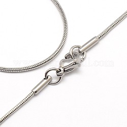 Trendy Men's 304 Stainless Steel Snake Chain Necklaces, with Lobster Clasps, Stainless Steel Color, 17.3 inch(43.9cm), 1.2mm