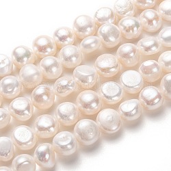 Fili di perle di perle d'acqua dolce coltivate naturali, due lati lucido, bianco, 10x11~12mm, Foro: 0.8 mm, circa 33pcs/filo, 14.17 pollice (36 cm)