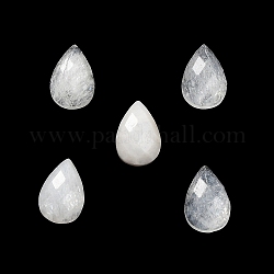Natural White Moonstone Cabochons, Faceted Teardrop, 12.5~13x8.5~9x4.5~5mm
