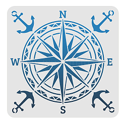 FINGERINSPIRE Compass Stencils Template 30x30cm Plastic Compass Drawing Painting Stencils Compass Anchor Pattern Reusable Stencils for Painting on Wood, Floor, Wall and Tile