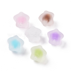 Rubberized Style Transparent Acrylic Beads, Two Tone, Bead in Bead Style, Star, Mixed Color, 17x17.5x14mm, Hole: 2.7mm