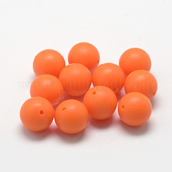 Perlas de silicona ecológicas de grado alimenticio, redondo, naranja oscuro, 14~15mm, agujero: 2 mm