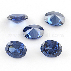 Cabochons de zircon cubique de dos ovale en forme de pointe, facette, bleu royal, 14x10mm