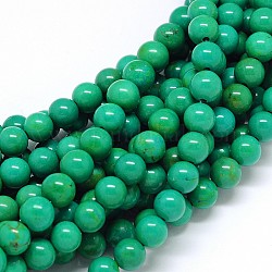 Runde Perlenstränge aus natürlichem Magnesit, gefärbt und erhitzt, dunkles Seegrün, 8 mm, Bohrung: 1 mm, ca. 51 Stk. / Strang, 15.55 Zoll