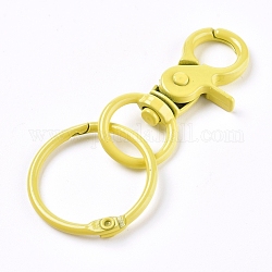 Baking Painted Alloy Swivel Keychain Clasp Findings, with Iron Rings, Yellow, 70mm, Clasp: 44.5x20x7mm, Ring: 30x2.5mm