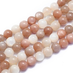 Natürliche sunstone Perlen Stränge, Runde, 10~10.5 mm, Bohrung: 1 mm, ca. 37 Stk. / Strang, 15.35 Zoll (39 cm)