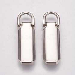 Zipper Puller aus Aluminium, Bekleidungszubehör, Platin Farbe, 28.5 mm, Bohrung: 5x5.5 mm
