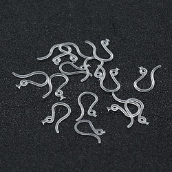 Eco-Friendly Plastic Earring Hooks, Ear Wire, with Horizontal Loop, White, 10x13x0.8mm, Hole: 1mm, 24 Gauge, Pin: 0.5mm, about 9000pcs/bag