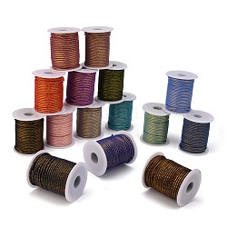 Rondes cordes de polyester de fils de chaîne, de fils d'or, couleur mixte, 2.5mm, environ 21.87 yards (20 m)/rouleau