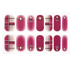 Couverture complète nombre autocollants pour ongles, auto-adhésif, autocollant, pour les décorations d'ongles, support violet rouge, 24x8mm, 14pcs / feuille