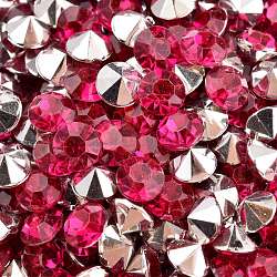 Cabochons en strass d'imitation acrylique de Taiwan, dos pointu et à facettes, diamant, support violet rouge, 6x4mm
